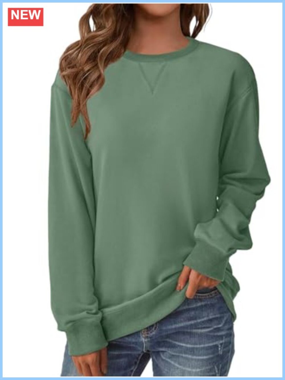 Womens Long Sleeve Crewneck Sweatshirt Casual Pullover Loose Fit
